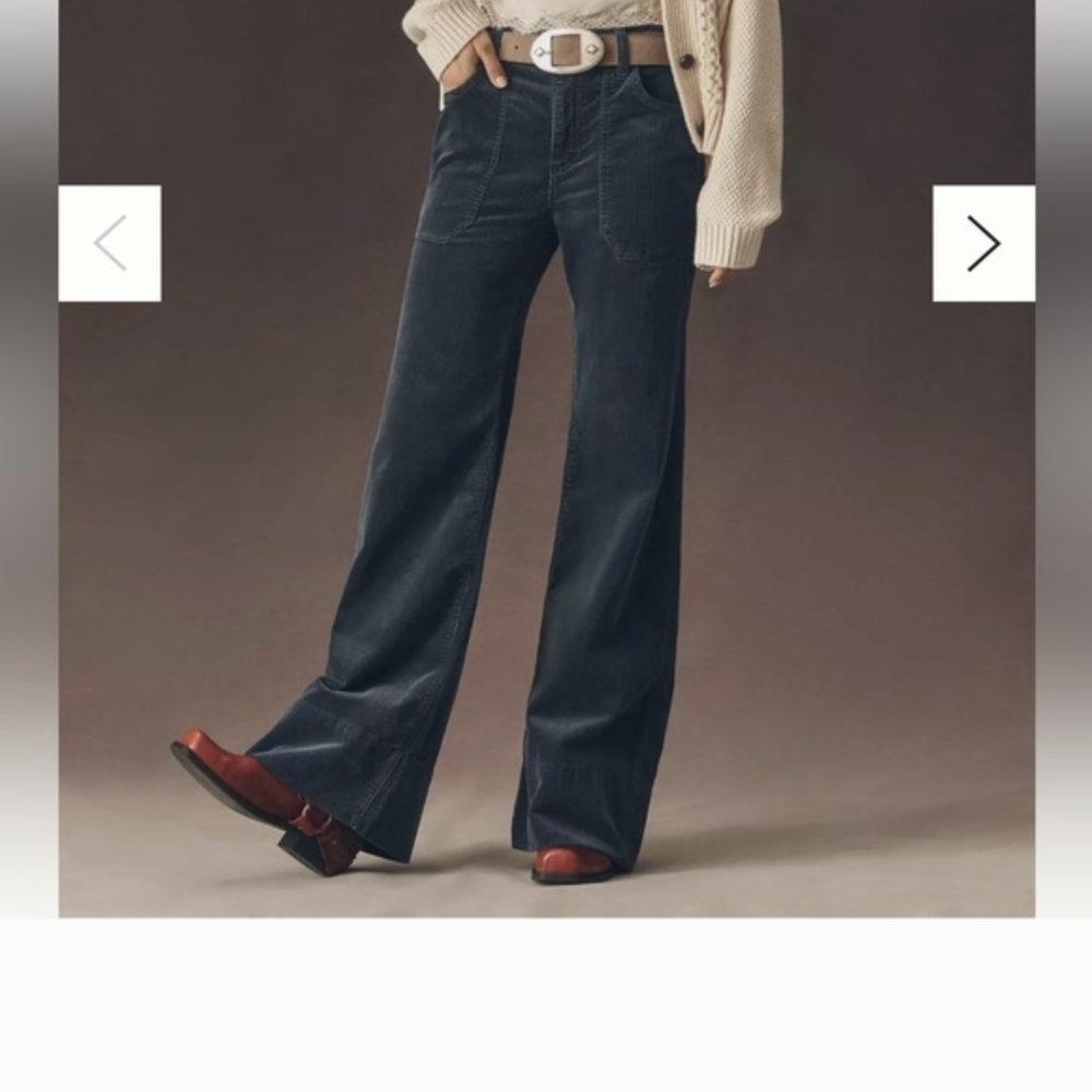 Pilcro Dark Teal Corduroy Boot-Cut Pants